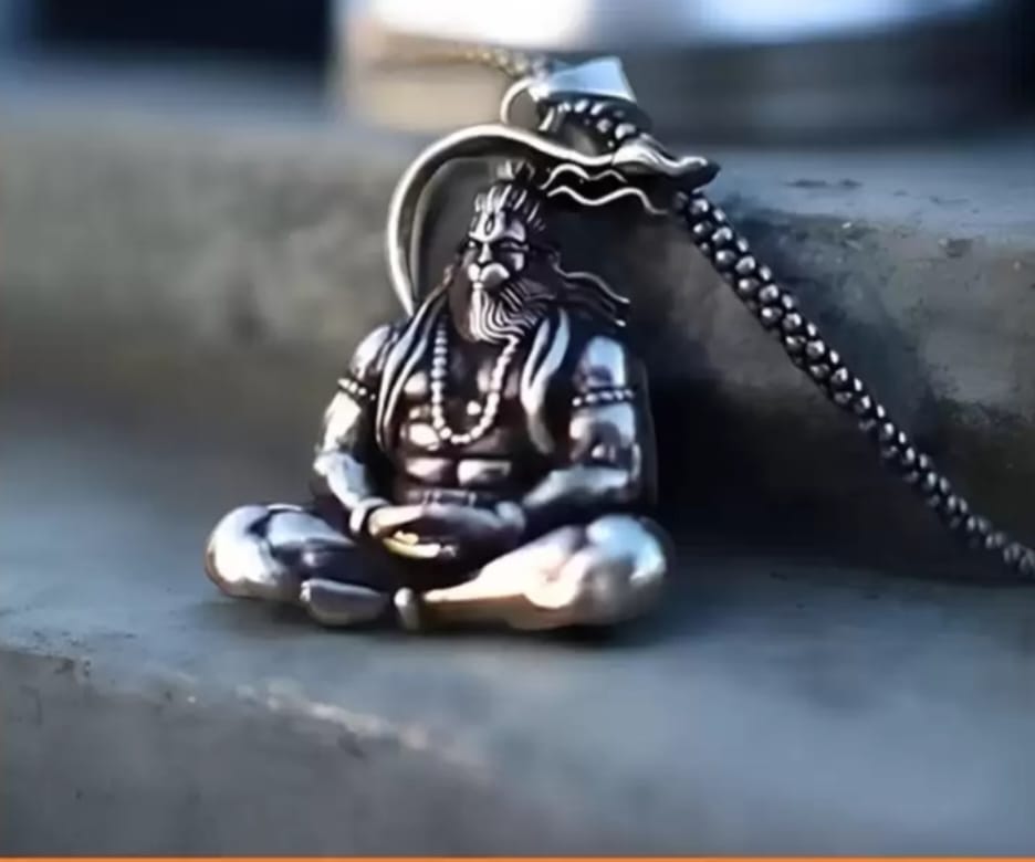 Hanuman Silver Locket With Chain